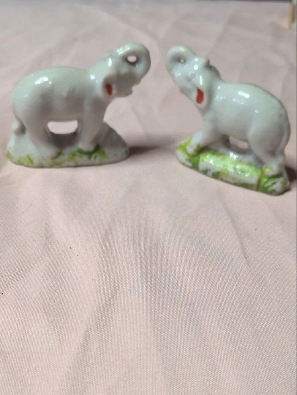 Assorted Japanese Ceramic Figurine Lot - White, Red, Green Accents